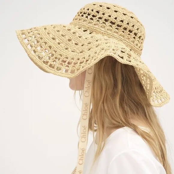CHLOÉ Capeline Hat In Raffia - Picture 2 of 5
